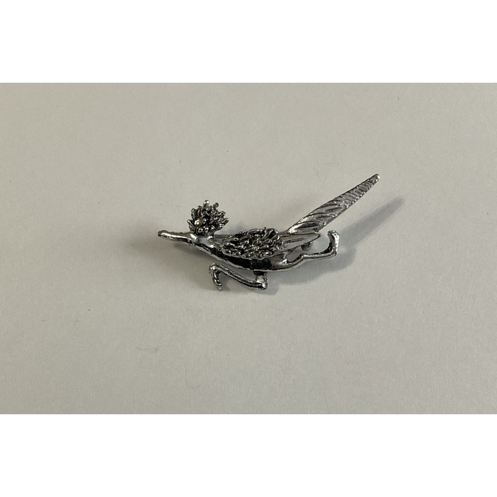 Vintage Roadrunner Bird Silver Tone Lapel Pin Brooch
